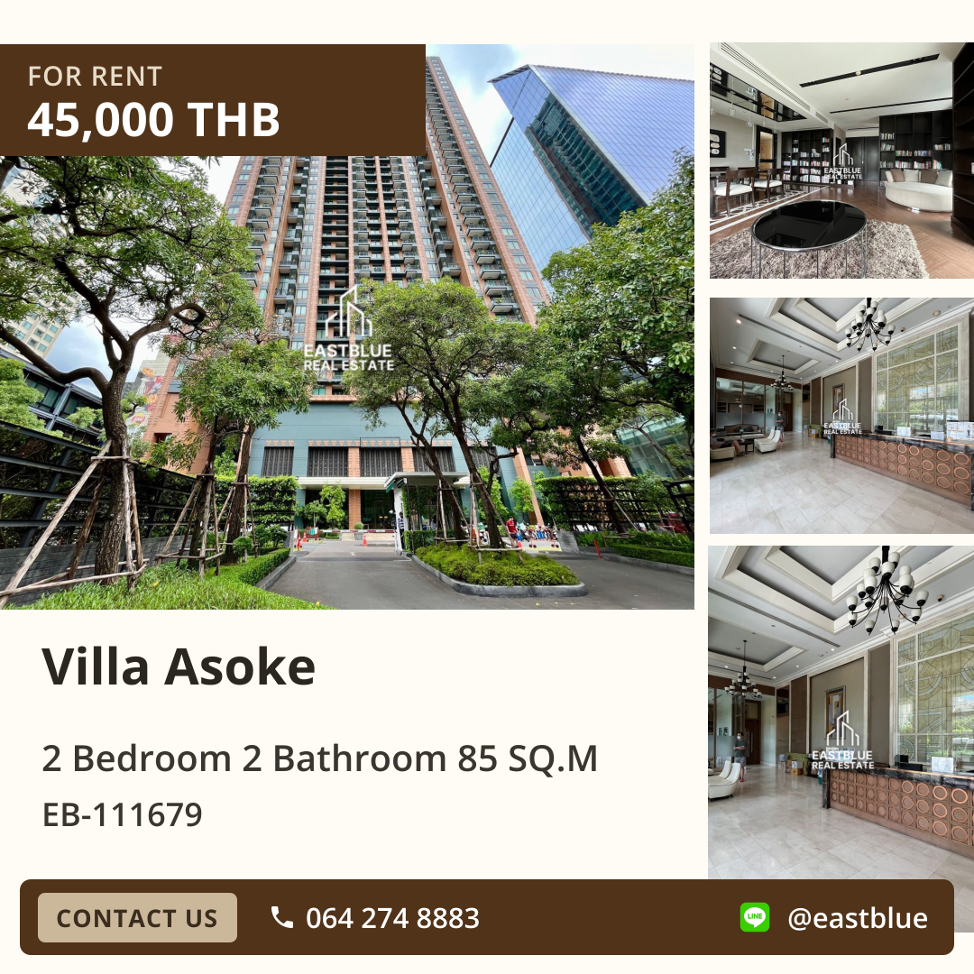 For Rent: Villa Asoke 2 Bed 85 sqm near BTS Asoke 45,000 THB/month For Rent: Villa Asoke 2 Bed 85 sqm near BTS Asoke 45,000 THB/month