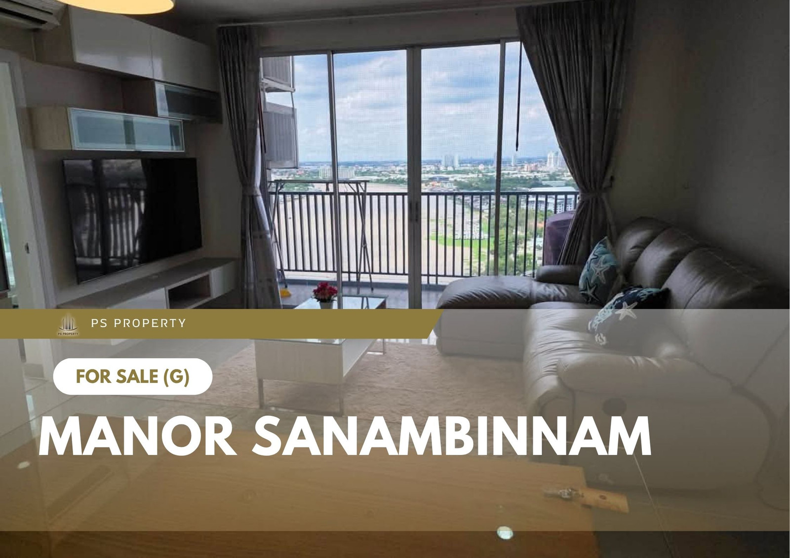 Urgent Sale ✨ Manor Sanambinnam ✨ 2 bedrooms, 2 bathrooms, fully furnished with complete appliances. Located near MRT Phra Nang Klao Bridge.