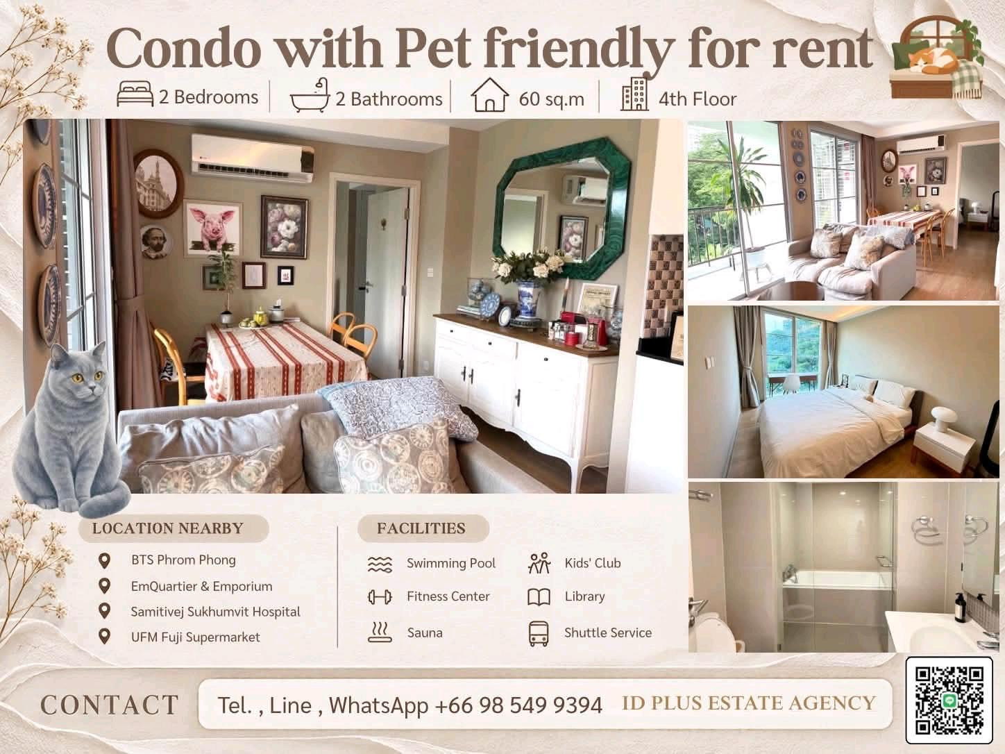 Maestro 39 Condo with Pet friendly for Rent 🐈 2 bedrooms 2 bathrooms for 60 sq.m On 4th floor. fully furnished and electrical appliances. To BTS PhromPhong 1.3 Km. Rental Only for 42,000 / M. Maestro 39 Condo with Pet friendly for Rent 🐈 2 bedrooms 2 bathrooms for 60 sq.m On 4th floor. fully furnished and electrical appliances. To BTS PhromPhong 1.3 Km. Rental Only for 42,000 / M.