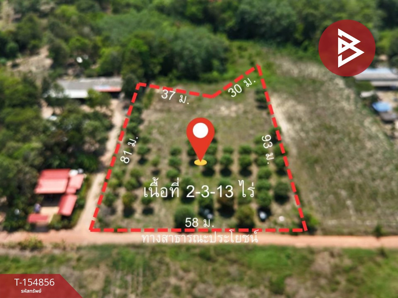Land for sale, area 2 rai 3 ngan 13 sq m, Phe, Rayong.