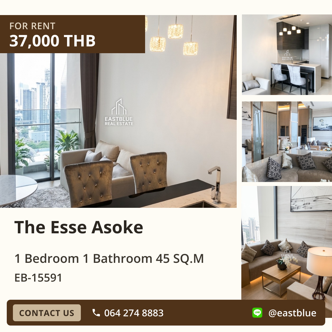 For Rent: The Esse Asoke 1 Bed 45 sqm near BTS Asoke 37,000 THB/month
