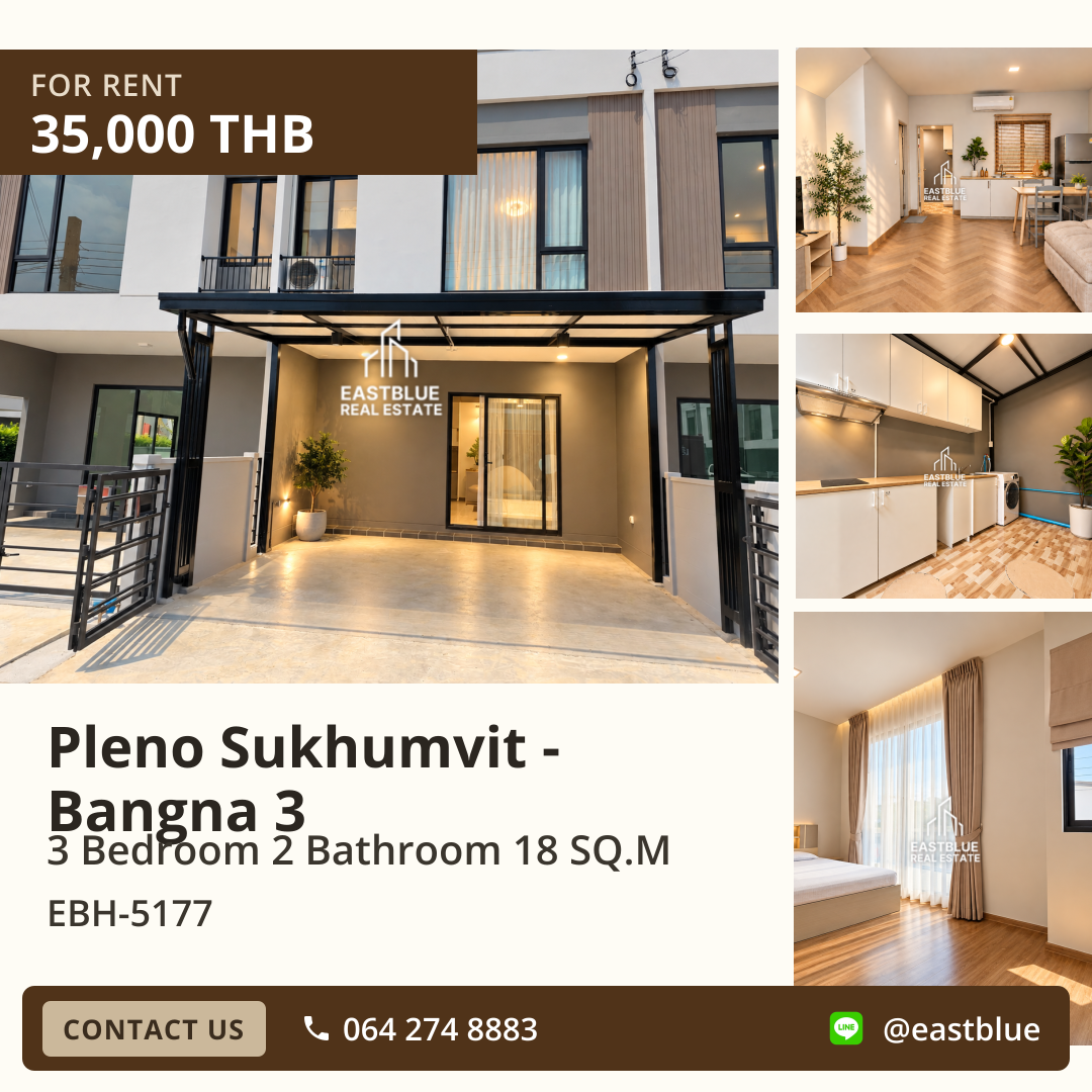 For Rent: Pleno Sukhumvit - Bangna 3 3 Bed 18 sqm 35,000 THB/month