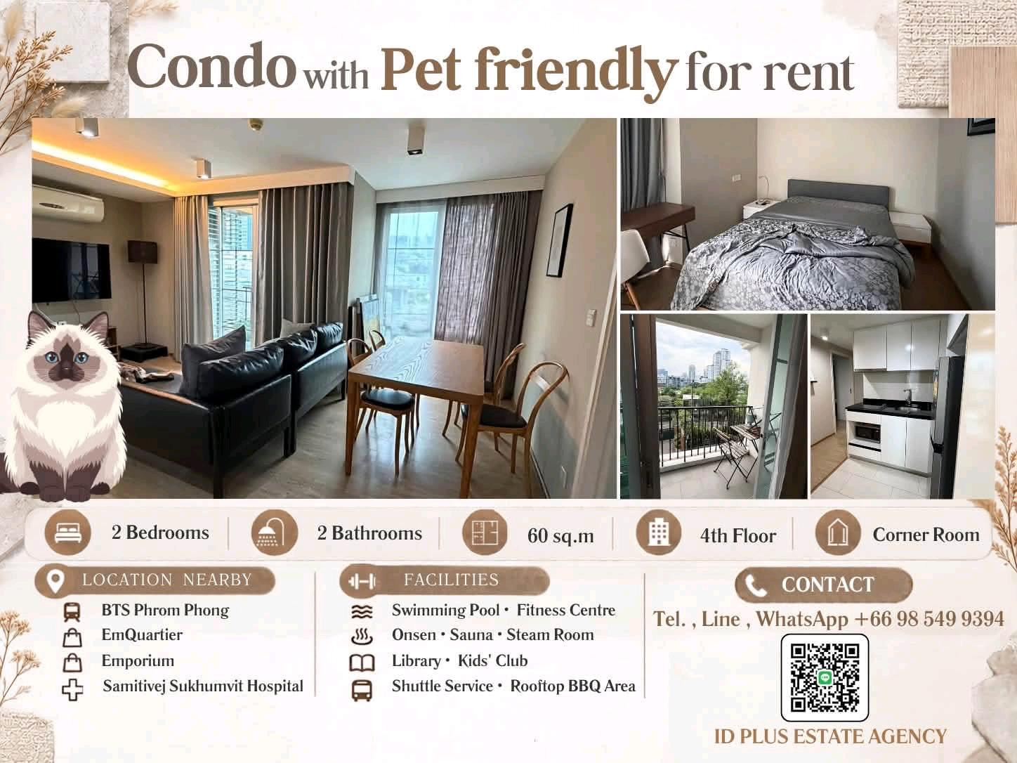 Maestro 39 Condo with Pet friendly for Rent 🐈 2 bedrooms 2 bathrooms for 60 sq.m Corner room On 4th floor. fully furnished and electrical appliances. To BTS PhromPhong 1.3 Km. Rental Only for 40,000 / M. Maestro 39 Condo with Pet friendly for Rent 🐈 2 bedrooms 2 bathrooms for 60 sq.m Corner room On 4th floor. fully furnished and electrical appliances. To BTS PhromPhong 1.3 Km. Rental Only for 40,000 / M.