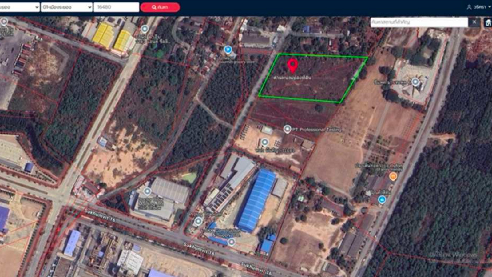 Land for rent, 7 and a half rai, Huai Pong–Map Ta Phut location, Rayong Province.
