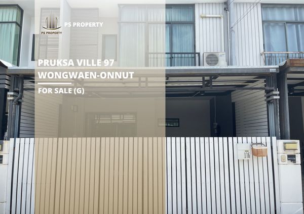Urgent sale: Townhouse at Pruksa Ville 97 Wongwaen-Onnut – 3 bedrooms, 2 bathrooms, fully furnished and equipped with appliances.
