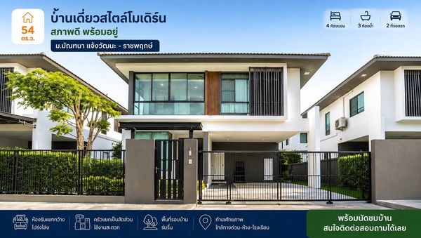 ให้เช่าบ้านเดี่ยว มัณฑนา แจ้งวัฒนะ ราชพฤกษ์ ใกล้ โรบินสัน ราชพฤกษ์ เพียง 2 นาที