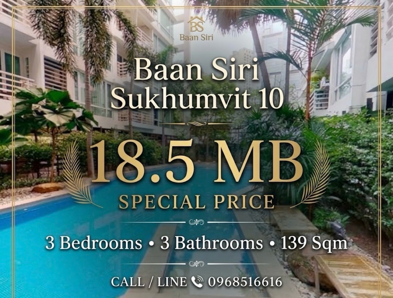 18.5 MB 📌🔥Baan Siri Sukhumvit19 A Building 3B3B+1Maidroom 139 Sqm call/line 0968516616