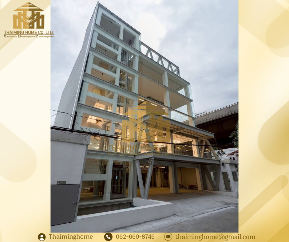 For sale/rent, office building, modern showroom, 6 floors, size 1,500 sq m., Rama 9, Suan Luang (TO8-4726)