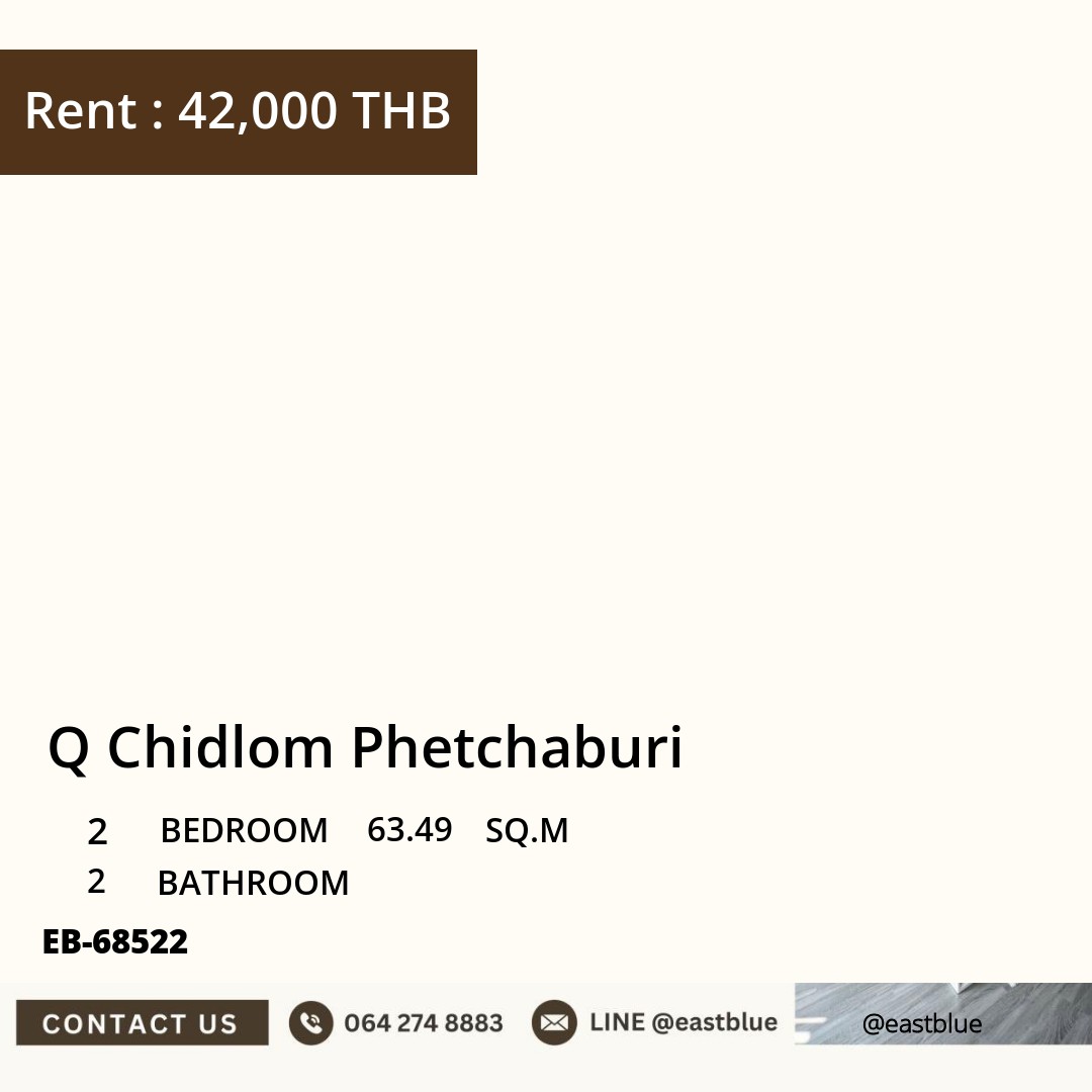 For Sale: Q Chidlom Phetchaburi 2 Bed 63.49 sqm near BTS Chit Lom 9.9M THB