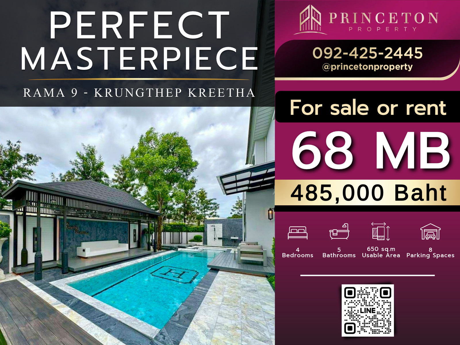  Luxury House For Sale or Rent Perfect Masterpiece Rama 9-Krungthep Kreetha 📞092-4252445