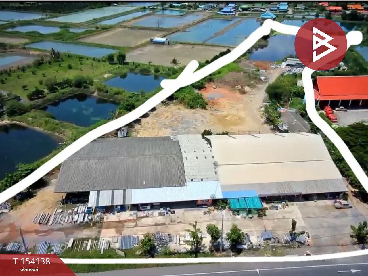 Land for sale with buildings, area 14 rai 2 ngan 40 sq m, Bang Phae, Ratchaburi.