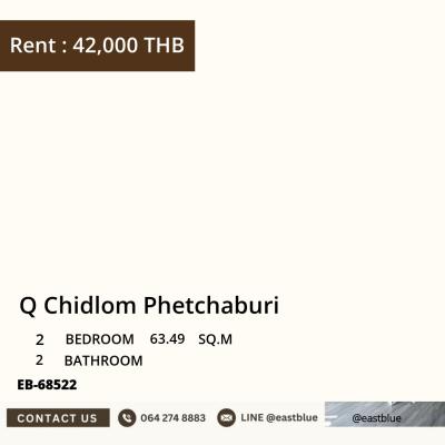 For Sale: Q Chidlom Phetchaburi 2 Bed 63.49 sqm near BTS Chit Lom 9.9M THB