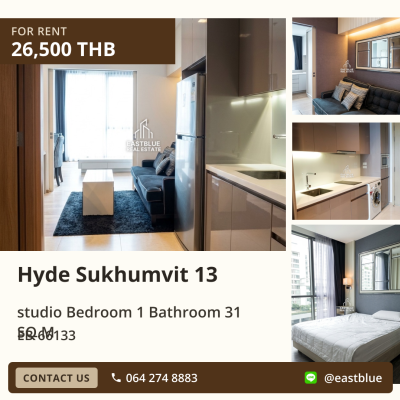 ให้เช่า Hyde Sukhumvit 13 สตูดิโอ 31 ตร.ม. ใกล้ BTS นานา 26,500/เดือน 0642748883
