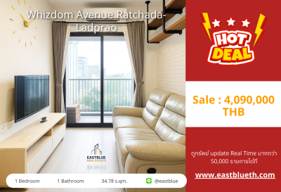 For Sale: Whizdom Avenue Ratchada-Ladprao 1 Bed 34.78 sqm near MRT Lat Phrao 4.09M THB