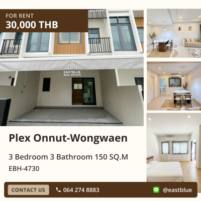 For Rent: Plex Onnut-Wongwaen 3 Bed 150 sqm 30,000 THB/month