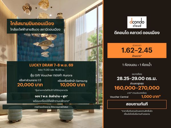 Condo for sale, D Condo Cloud Don Mueang, 28.25–29.00 sq m.