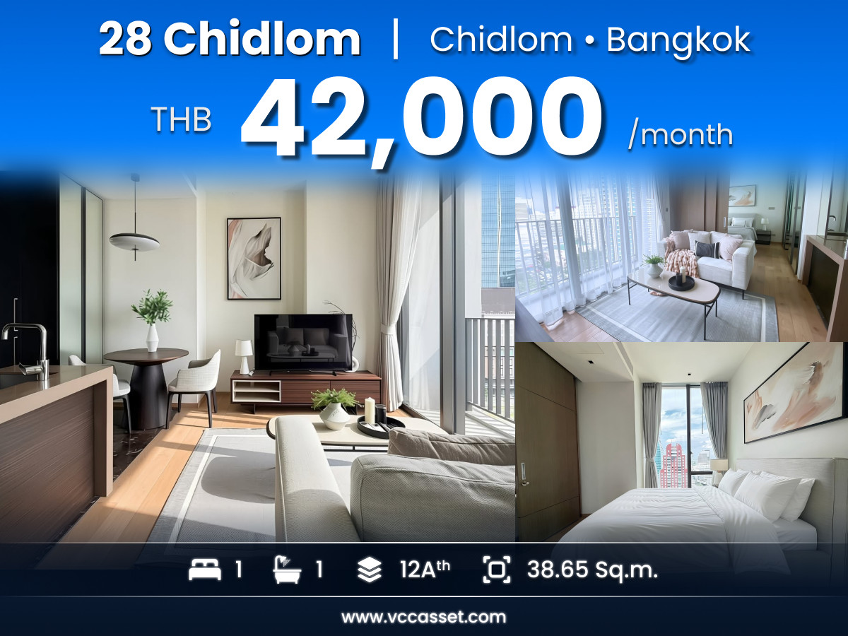 Luxury 1BR For Rent: 28 Chidlom (38.65 sqm) Villa Bldg, Chanintr Furniture – 250m to BTS Chidlom & Cent