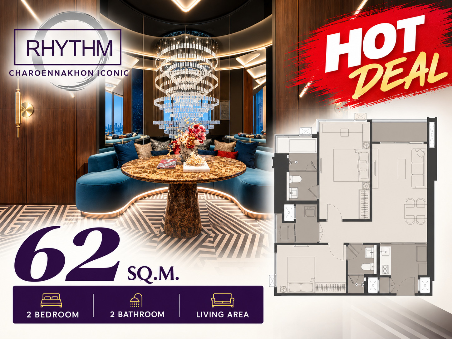 Rhythm Charoennakhon Iconic, beautiful room, best price of the project. Rhythm Charoennakhon Iconic, beautiful room, best price of the project.