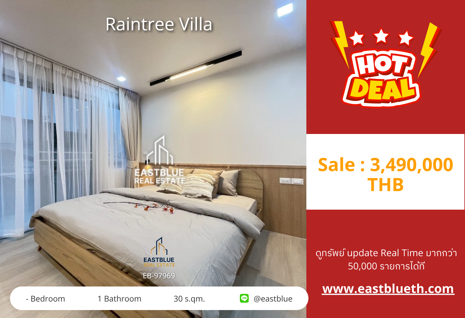 For Sale: Raintree Villa 30 sqm near BTS Thong Lo 3.49M THB For Sale: Raintree Villa 30 sqm near BTS Thong Lo 3.49M THB