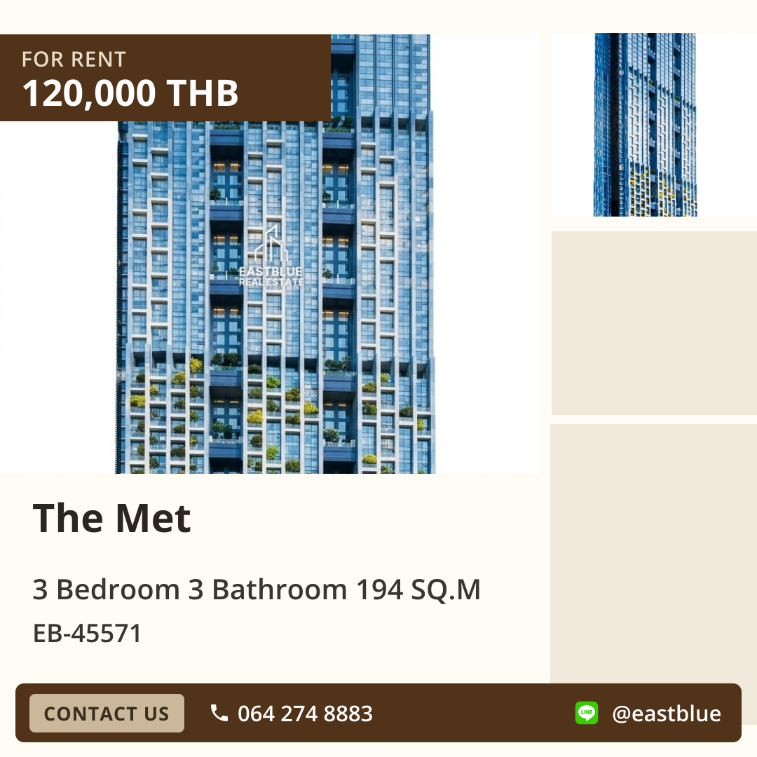 For Rent: Luxury Condo The Met 🏙️ 3 Beds, Sathorn, Near BTS Chong Nonsi!