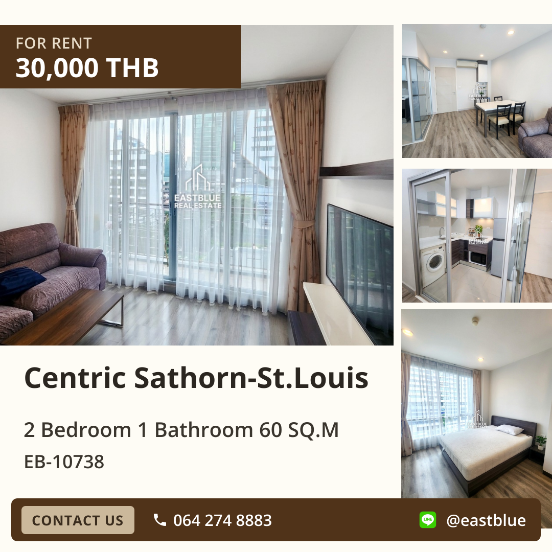 For Rent: Centric Sathorn-St.Louis 2 Bed 60 sqm near BTS Surasak 30,000 THB/month