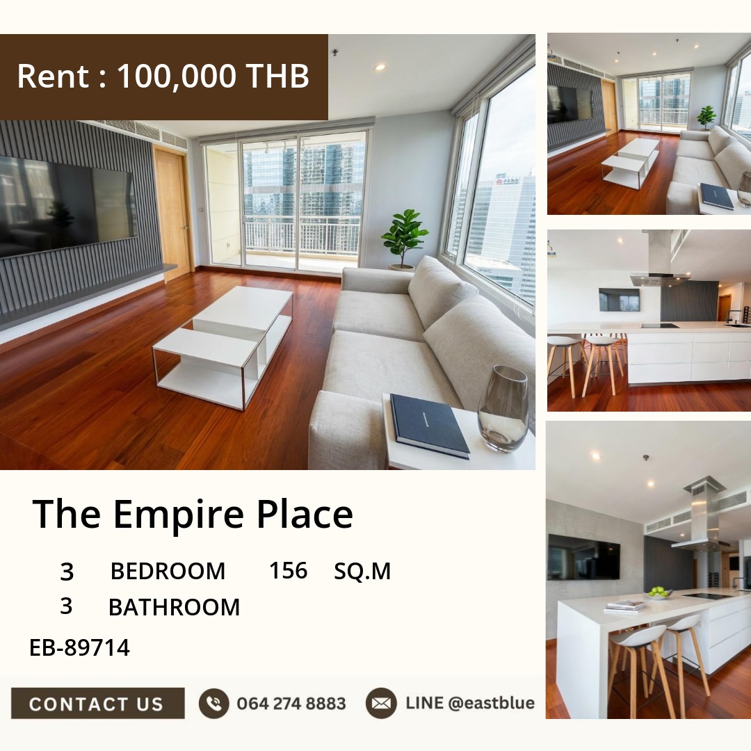 For Rent: The Empire Place - 3-Bed 156 sqm, by BTS Chong Nonsi 🏙️