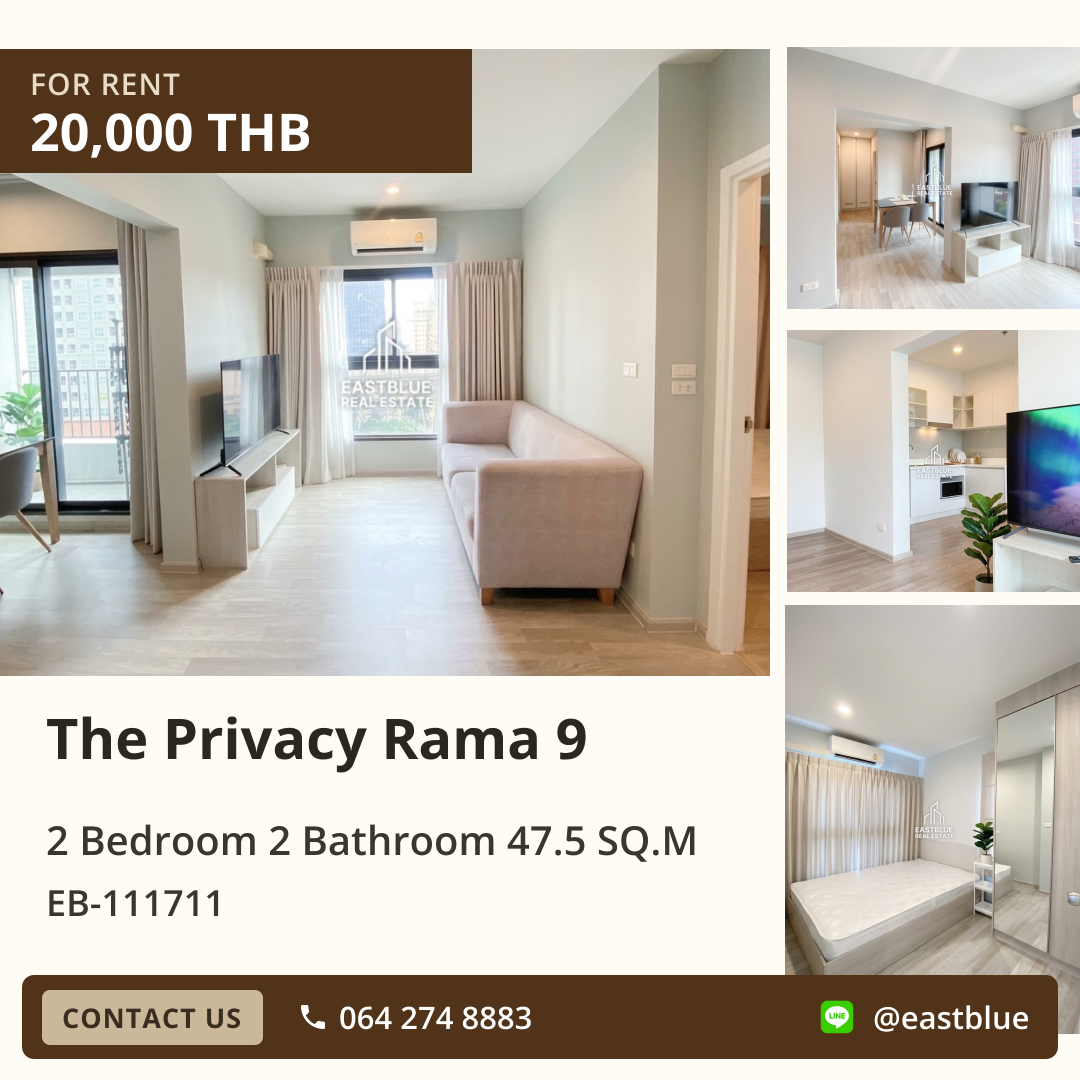 For Rent: The Privacy Rama 9 2 Bed 47.5 sqm near BTS No Bts 20,000 THB/month