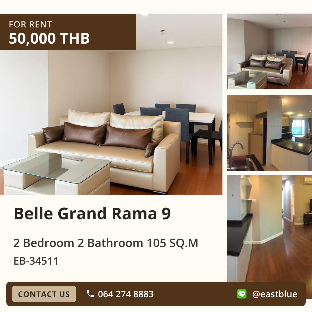For Rent: Belle Grand Rama 9 Condo 🏙️ Prime Location near MRT Phra Ram 9