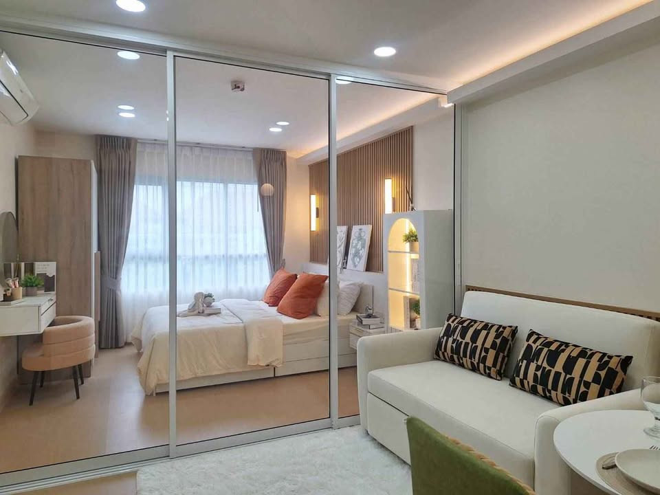 ✨New furniture set! For sale Aspire Sathorn-Taksin 🌟 kitchen separated from bedroom, clear proportions, near 🚄 BTS Wutthakat