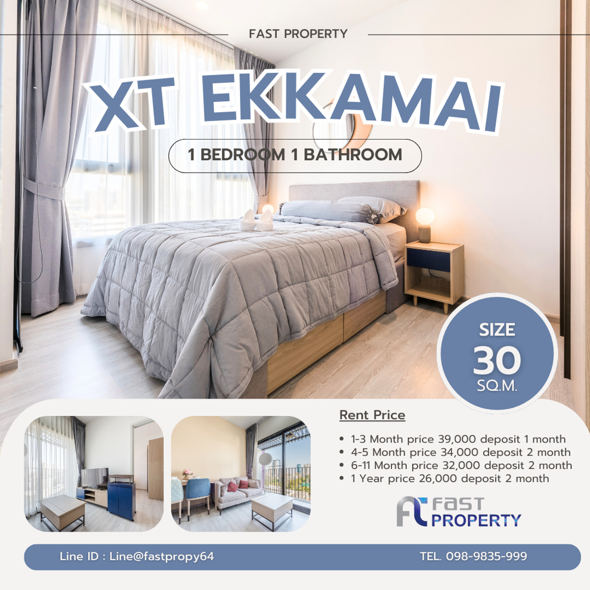 🔥 ลดราคาพิเศษ! XT Ekkamai 1 ห้องนอน 30 ตร.ม. ใกล้ BTS เอกมัย เพียง 23,000 บาท/เดือน (สัญญาเช่า 1 ปี) – รูปที่ 3