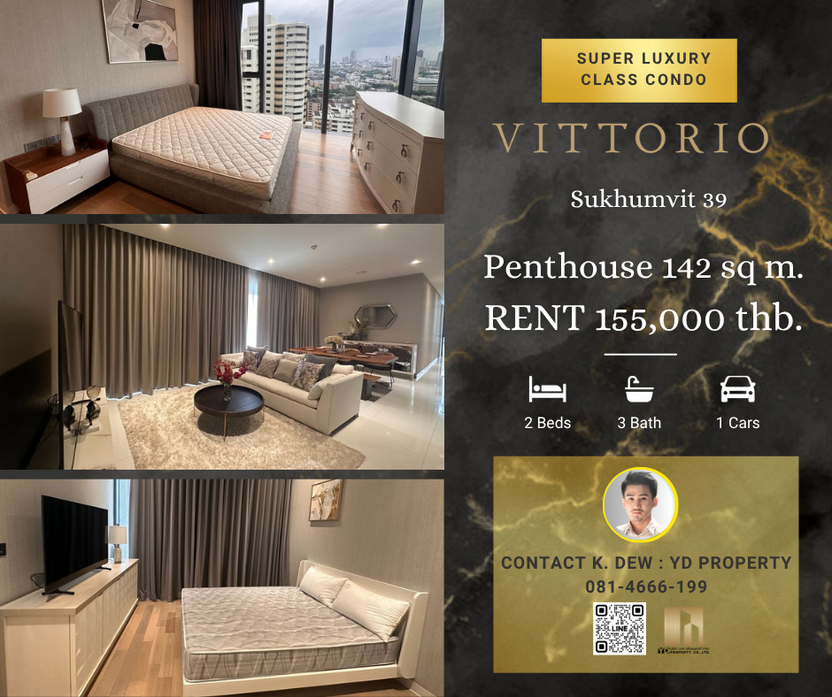 Rent : Best Deal!! VITTORIO SUKHUMVIT 39 I 2 Bed 3 bath 142 sqm. - 155,000 thb. [Luxury Fully Furnished/ Ready to move in]
