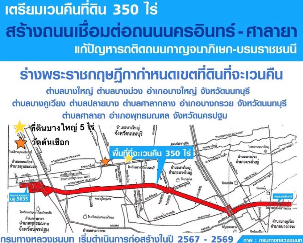 ขายที่ดินบางใหญ่ 5 ไร่ ใกล้มอเตอร์เวย์สายใหม่ บางใหญ่ - กาญจนบุรี และถนนตัดใหม่ นครอินทร์-ศาลายา ( ขายที่ดินบางใหญ่ 5 ไร่ ใกล้มอเตอร์เวย์สายใหม่ บางใหญ่ - กาญจนบุรี และถนนตัดใหม่ นครอินทร์-ศาลายา (