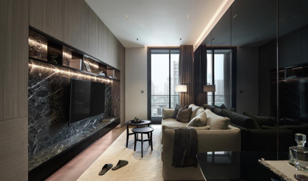 Luxury condo for sale THE ESSE Asoke (next to MRT #CBD area, inner Bangkok view), large room, 2 bedrooms, 2 bathrooms, 77 sq m # built-in style Modern-Luxury