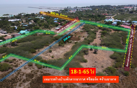 Cheap sale of land near Cha-am Beach, Cha-am Subdistrict, Phetchaburi Province (close to the beach, only 400 m. walking distance) 18-1-65 rai, next to public roads on 2 sides