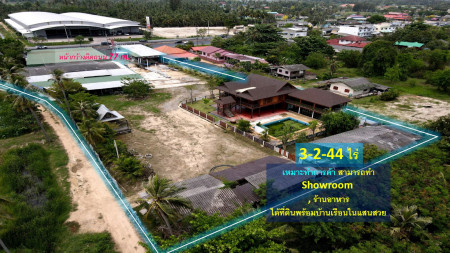 Land for sale near Cha-Am Beach, Phetchaburi Province # Next to Petchkasem Road, width 6 lanes (width next to the road 77 m., very suitable for making a restaurant + Showroom) 3-2-44 Rai