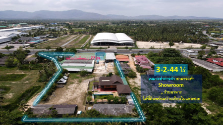 Land for sale near Cha-Am Beach, Phetchaburi Province # Next to Petchkasem Road, width 6 lanes (width next to the road 77 m., very suitable for making a restaurant + Showroom) 3-2-44 Rai – รูปที่ 2