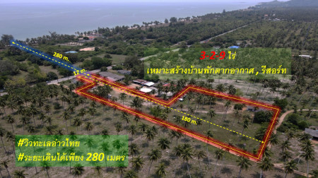 ขายที่ดิน อำเภอทับสะแก ประจวบคีรีขันธ์ (ใกล้ทะเลใส 280 m.) 3-2-9 ไร่ เหมาะสร้างบ้านพักตากอากาศ สร้างรีสอร์ทได้ ถนนกว้าง 8 m