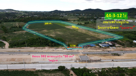Land for sale, Bang Lamung District, Chonburi Province, Route 331 (Adjacent to Road 331 # Expand the road, 10 lanes wide, very large) 44-3-12 rai behind the valley view. suitable for creating an allocation project