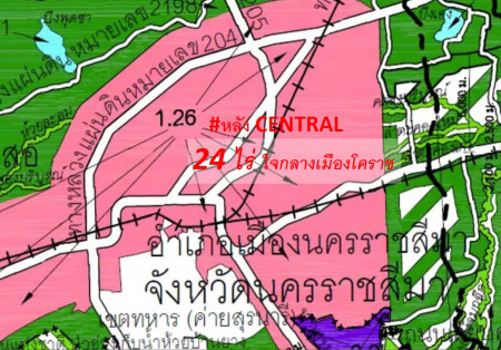 ขายที่ดิน ทำเลทอง #ใจกลางเมืองโคราช หลัง CENTRAL (เหมาะสร้างมิกซ์ยูส โครงการอยู่อาศัยพร้อมแหล่งCAFEชั้นนำ) 24-0-0 ไร่ หน้ากว้างติดถนน 85m. – รูปที่ 2