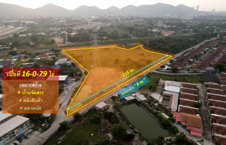Land for sale in Sriracha—Sriracha-Nong Yai Bu Road (Soi Mo Yoi), Chonburi Province, 16-0-79 Rai (near Central and Robinson Sriracha, only 4 Km.)