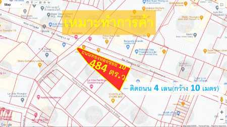 Land for sale, Thonglor Soi 10 (suitable for commercial use, width 130 meters), next to a 4-lane road, width 10 meters, area 484 sq.w., Thonglors leading shopping area – รูปที่ 3