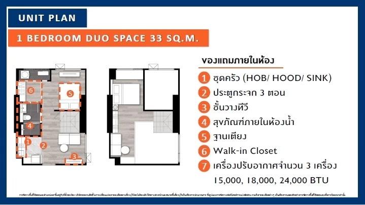ขาย มีของจริง 2นอน ห้องสุดท้าย ตะวันออกไม่ร้อน Origin Plug&Play Ram Triple station 2 นอน Duo Space 33+14 sqm.  ห้องมุม วิวดี – รูปที่ 3
