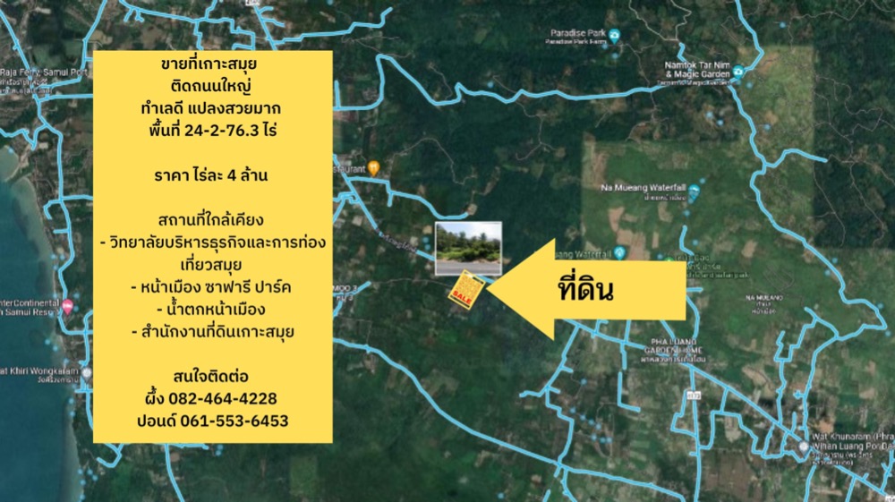 ขายที่เกาะสมุย 24 ไร่ ติดถนนใหญ่ ทำเลดี แปลงสวยมาก – รูปที่ 3