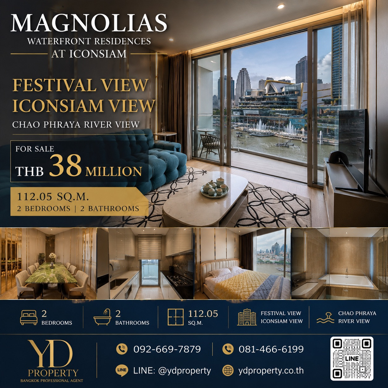 ขาย Magnolias Waterfront Residences ICONSIAM | 2 ห้องนอน 112.05 ตร.ม. | Rare Festival View | 38 ล้าน ขาย Magnolias Waterfront Residences ICONSIAM | 2 ห้องนอน 112.05 ตร.ม. | Rare Festival View | 38 ล้าน